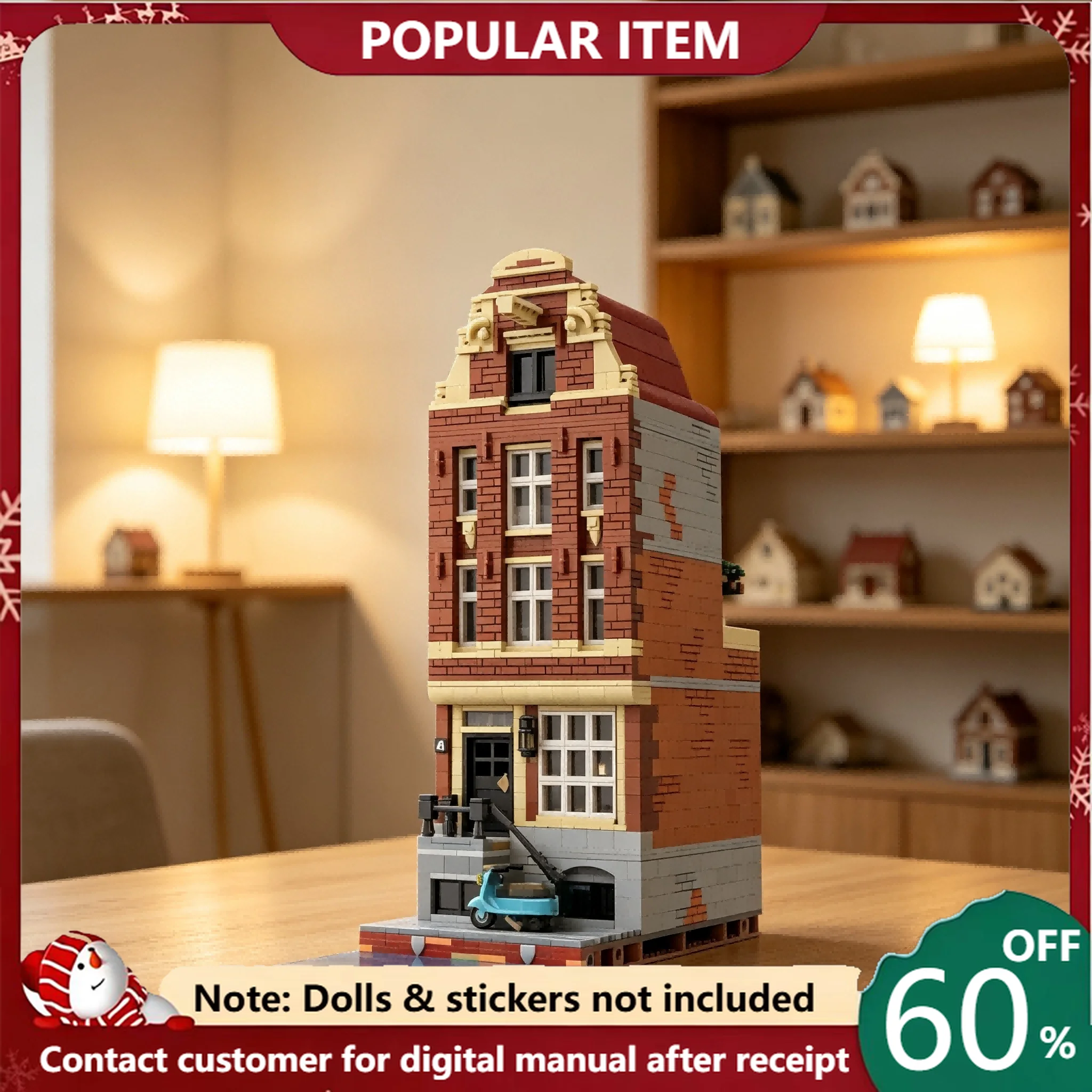 3551 PCS Historic European Amsterdam Dancing Houses Italian Restaurant Custom Block Set Modular Architecture Model Collectible