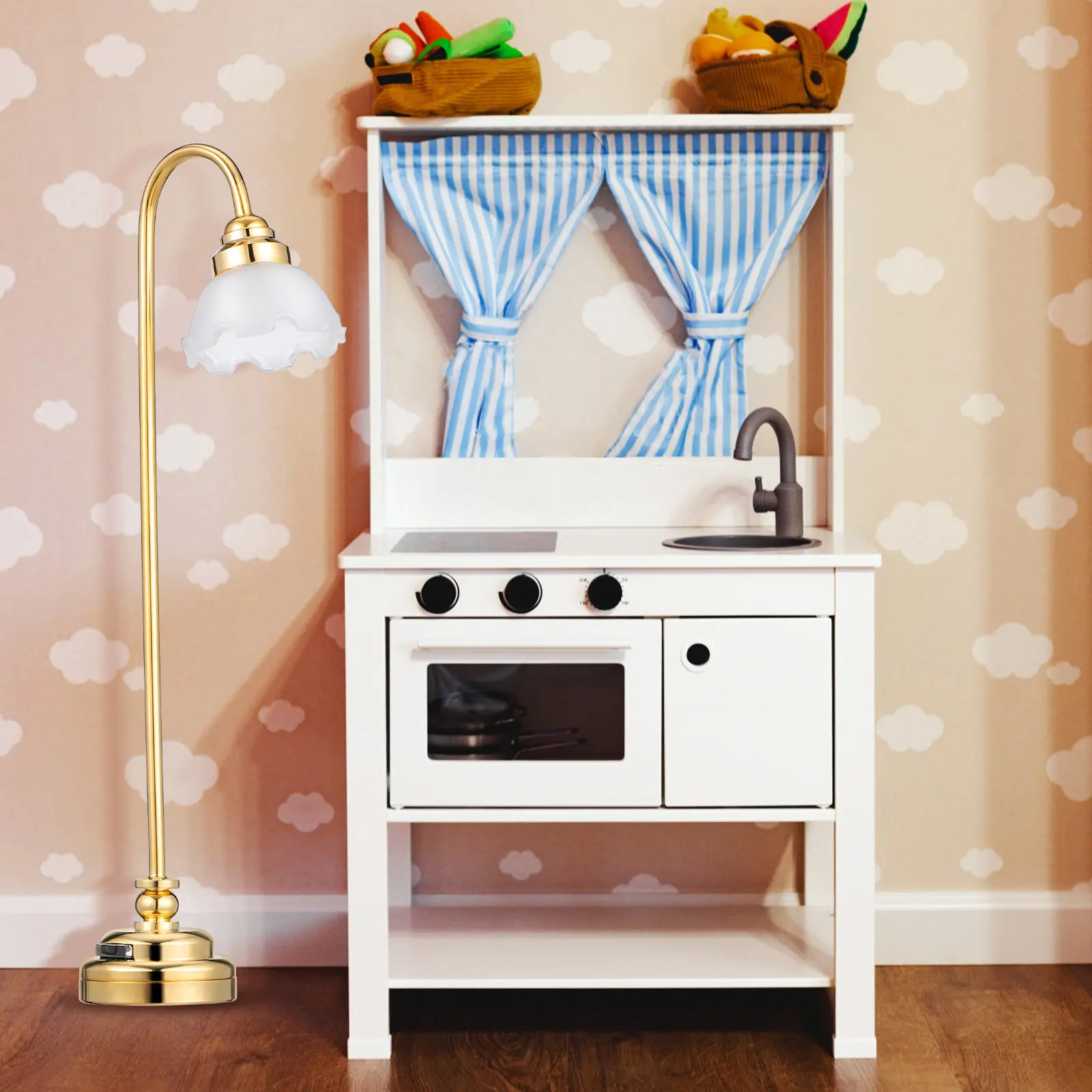 

2 шт. миниатюрных настольных ламп с теплым светом для кукольного домика, декоративное освещение, миниатюрная мебель