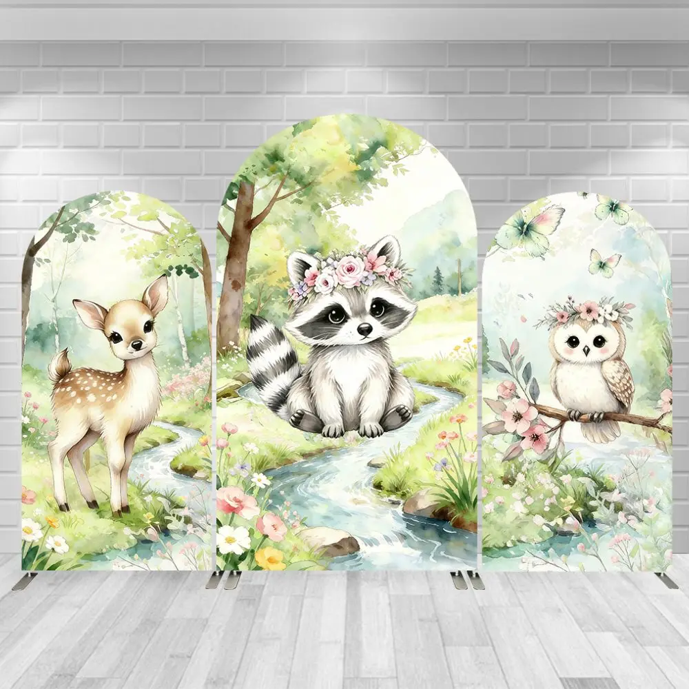 

Woodland Party Supplies Wild One Arch Backdrop Cover Owl Deer Safari theme Baby Shower Arched Wall Background Birthday Banner