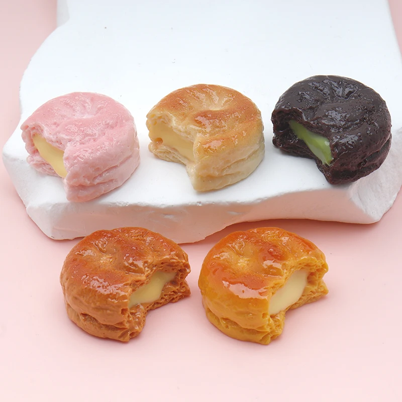 5/50pcs Simulation Decor Bite-sized Jam-filled Cookie Resin Accessories DIY Hairpin Headband Dollhouse Decor Keychain