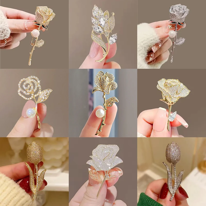 Dainty Flower Brooches for Women Men Fashion Rose Peony Lily Iris Plant Pin Office Party Casual Accessory Jewelry Gift 2025