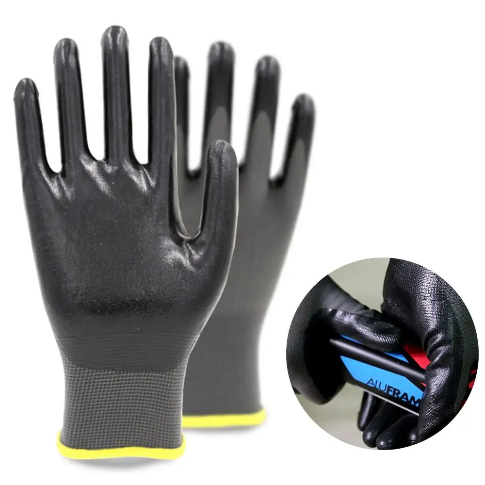 Nitrile Coating Work Safety Gloves Grey&black Antiskid Labor Protection Gloves Wear Resistant 13 Needle Oil Resistant Gloves