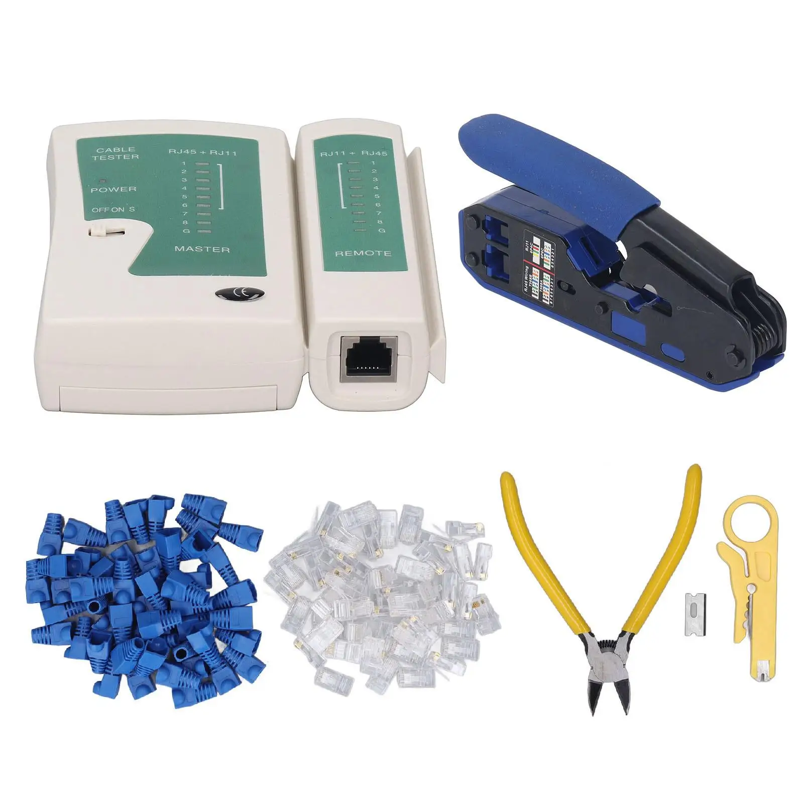 RJ45 Crimp Tool Kit - Lightweight Alloy Steel, Easy Use for cat5 /Cat6 Pass-Through Connectors