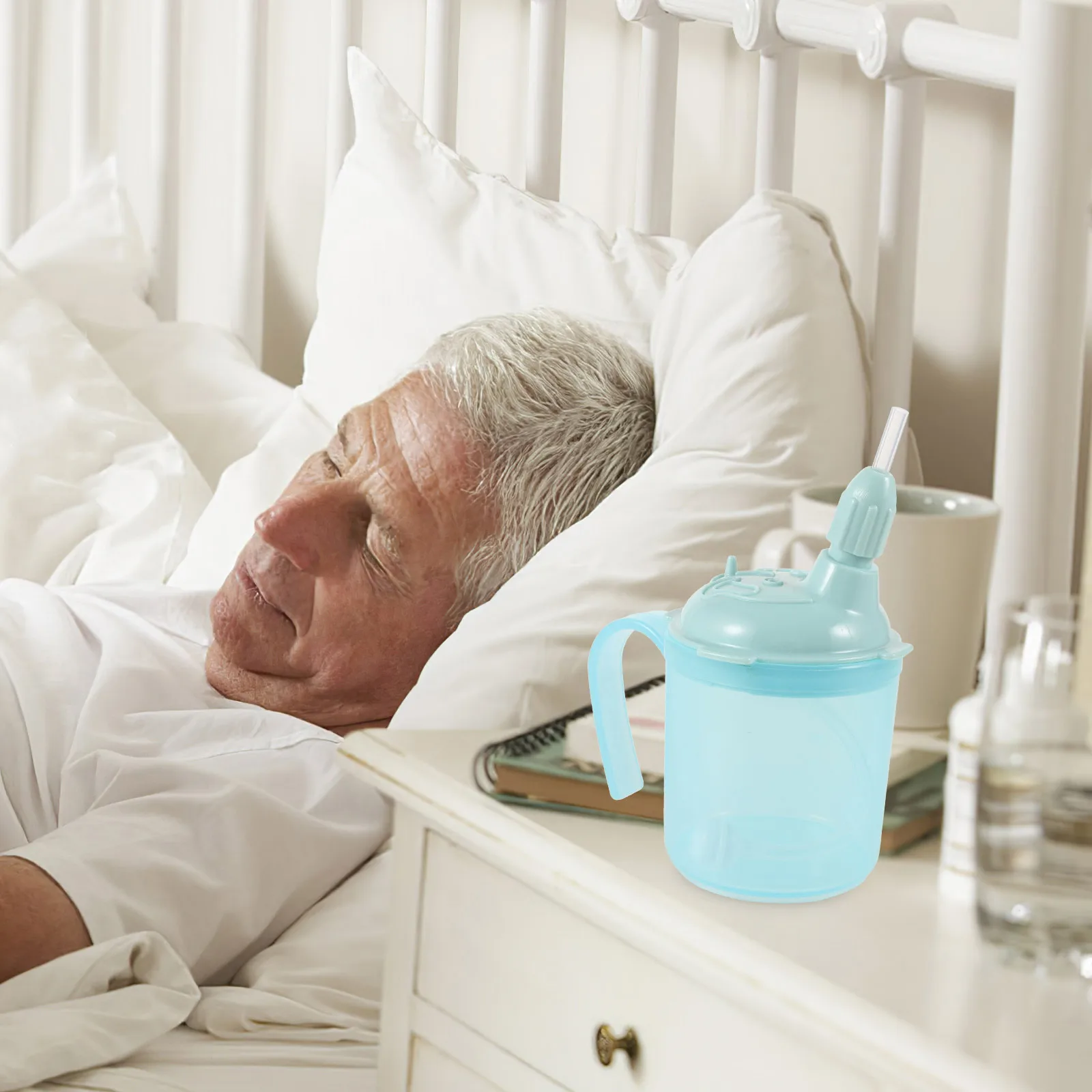 

2Pcs Liquid Diet Feeding Cup 300Ml No Spill Nursing Mug for Elderly Care Straws Included Safe Hydration for Disabled and