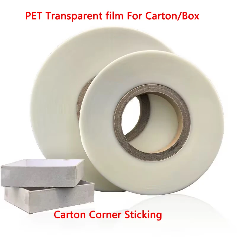 PET Transparent film For Carton Corner Sticking , PET Tape For Gift box , Adhesive tape Hot Melt Tape Strips, PET Film 24 Rolls