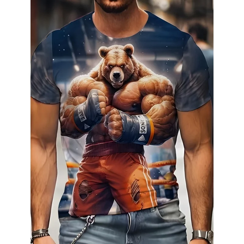 Fashion Rabbit Bear Pattern T Shirt For Men Fun Monkey Cat 3D Printed Short Sleeve Tops Summer Casual Tee Shirts Unisex Clothing