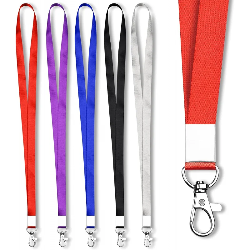 

5 Colors Badge Lanyards with Clip for ID Badges & Keys, Premium Neck Lanyard Strap for Teacher, Kids, Men,50pcs
