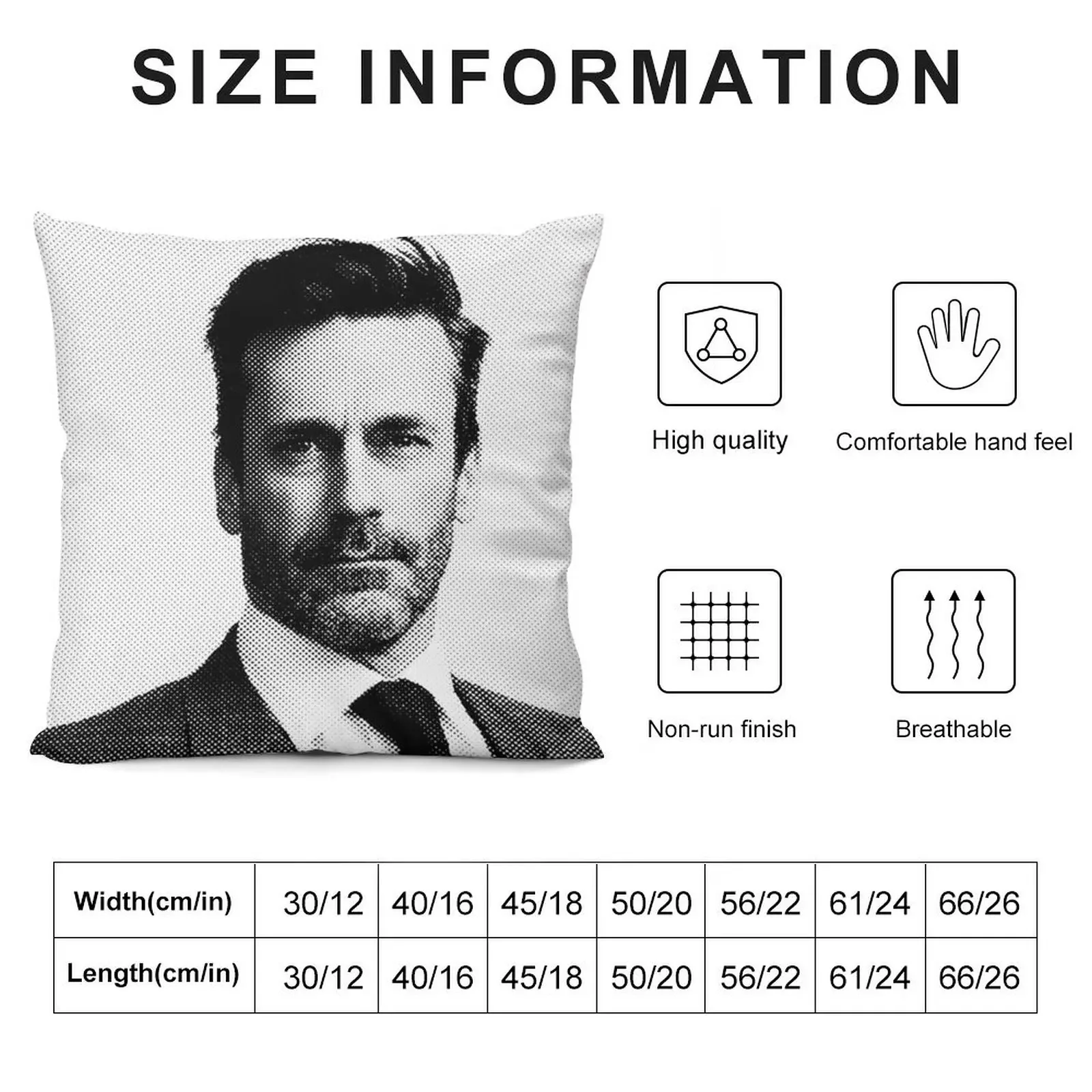 Jon Hamm Black & White Painting Throw Pillow Sofa Cushions Covers ornamental pillows pillow