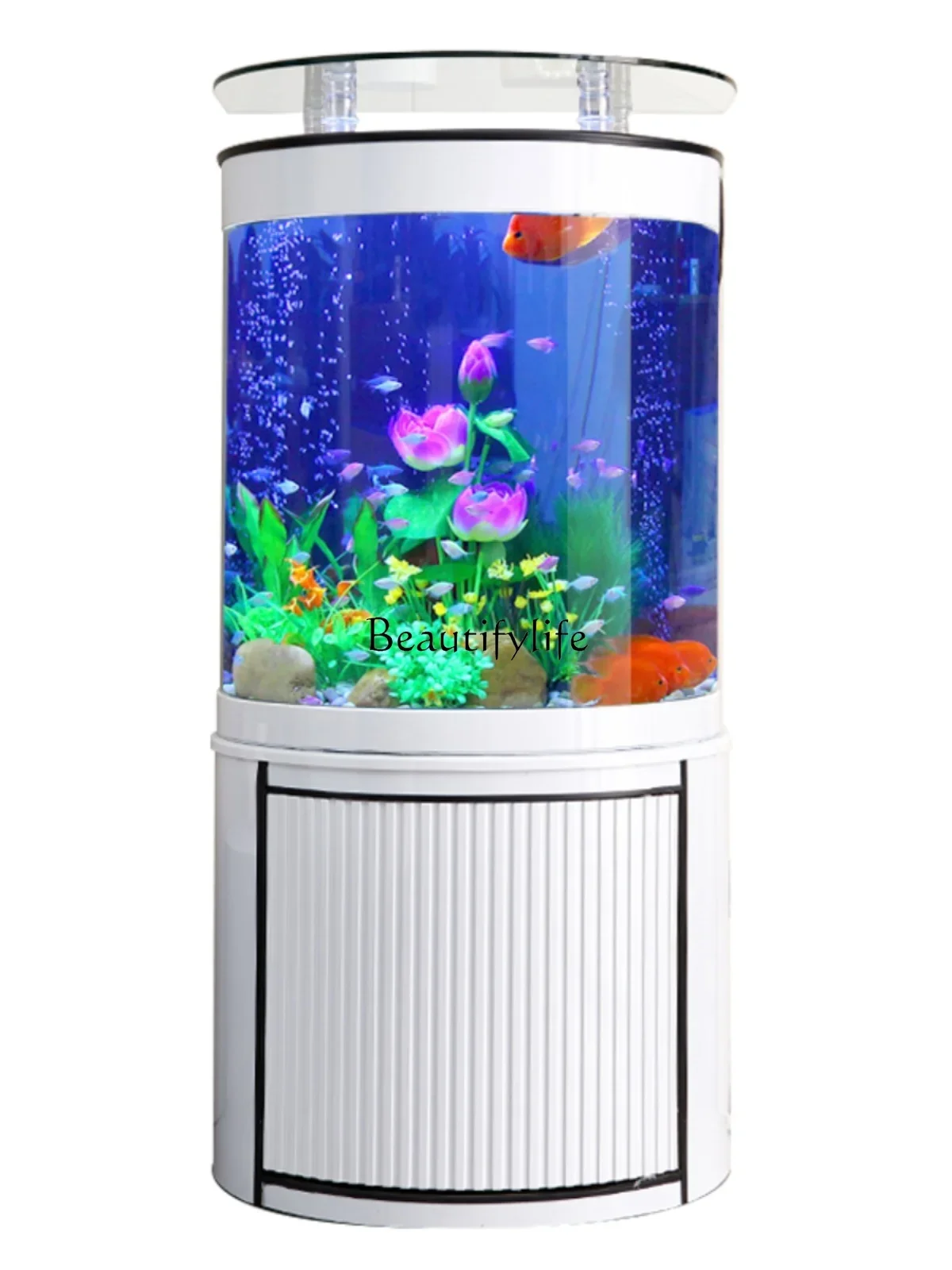 

Semicircle Fish Tank Wall Bottom Filter Energy Saving Living Room Home Small and Medium Ecological Landscape Aquarium