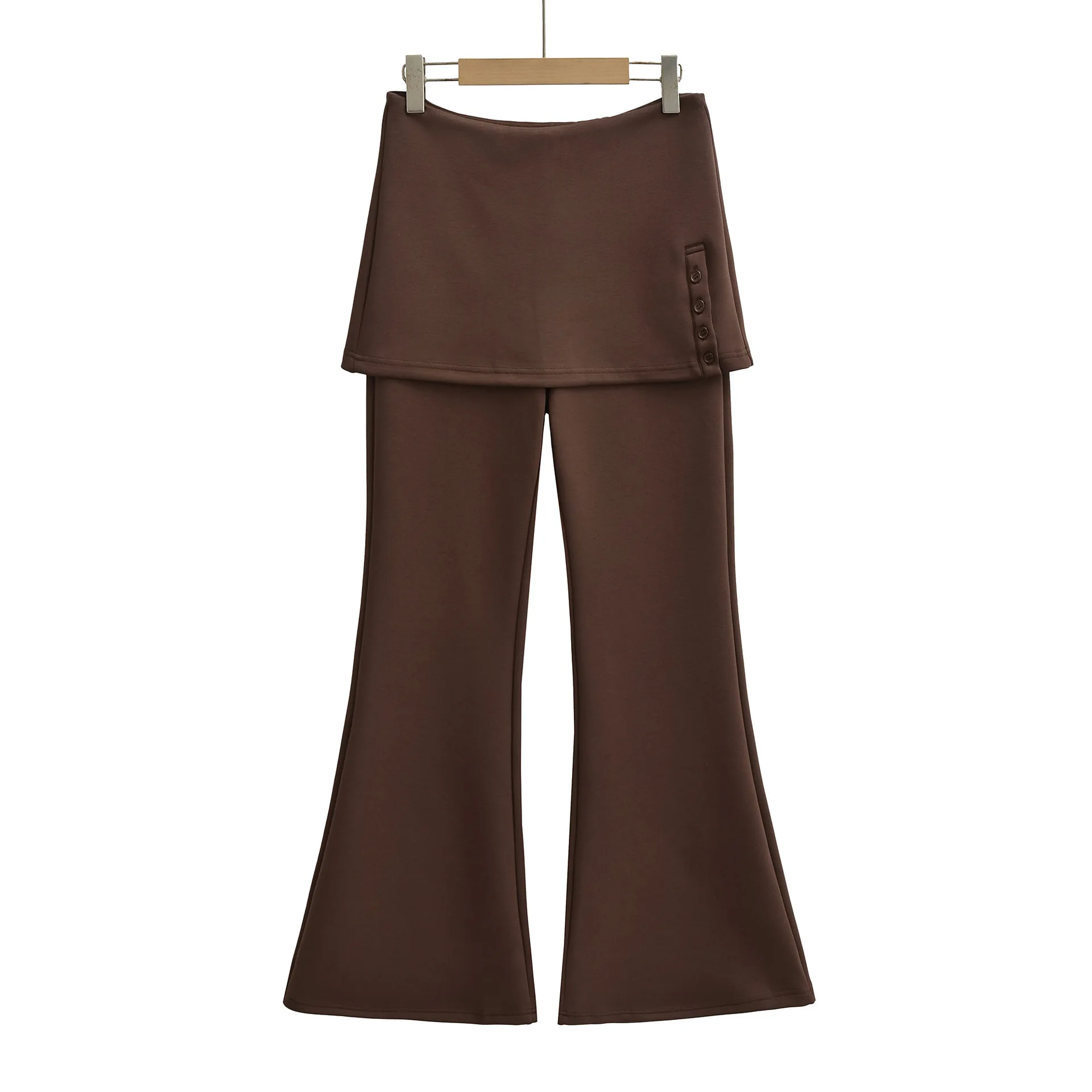 Winter New Fashion Thin Velvet Fake Cuffed Waist Flared Long Pants Casual Pants For Woman Pure Desire Solid Color Elegant CUI4