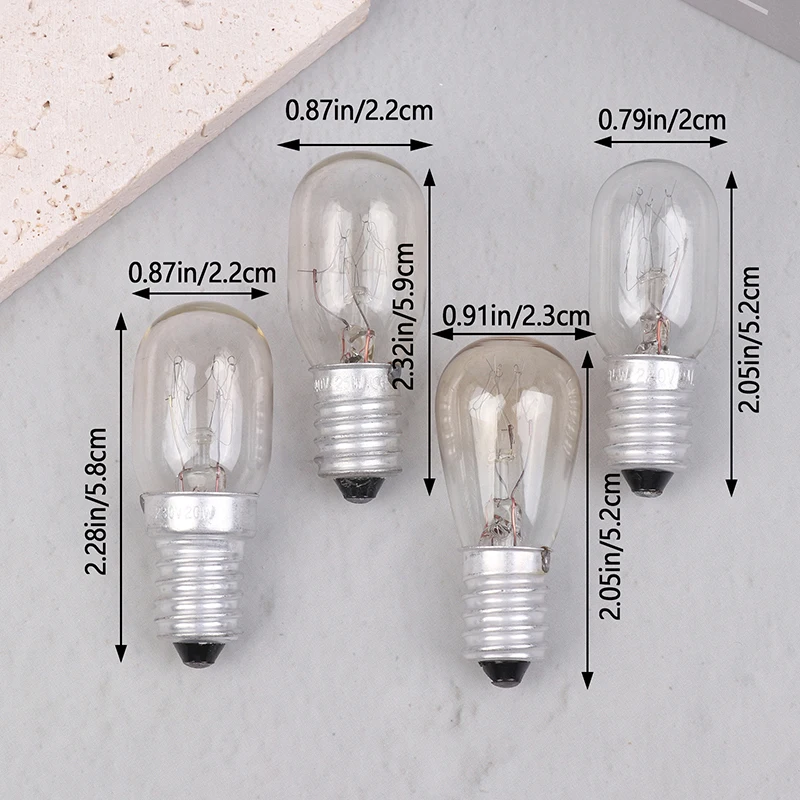 5Pcs E14 Incandescent Bulbs 10/15/20/25W 220V-230V Salt Lamp Globe Bulb Refrigerator Oven Light Replacement 220V-230V