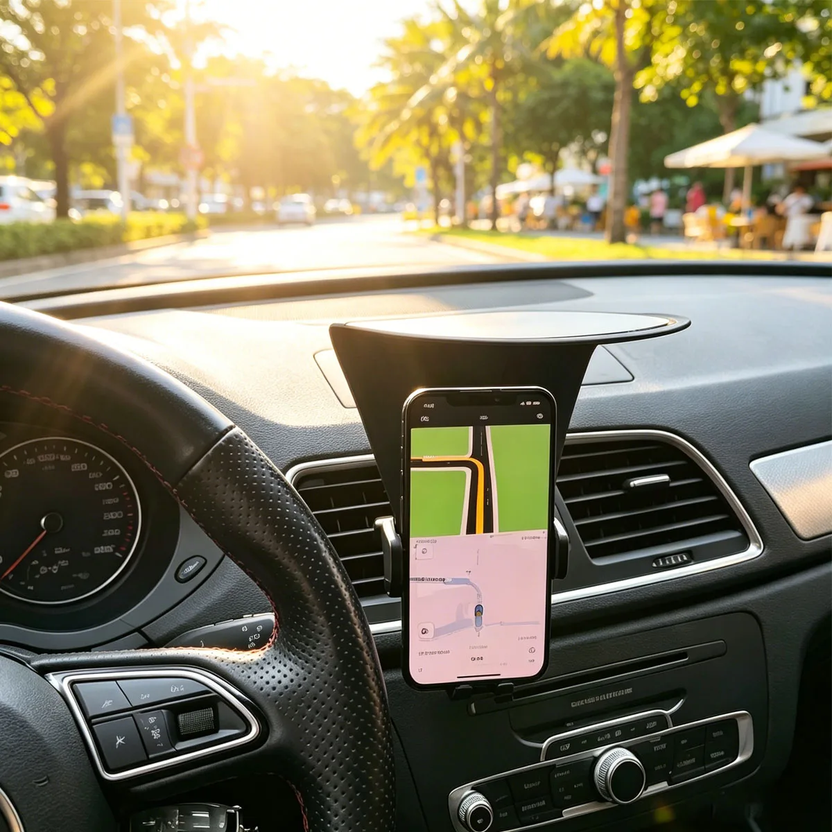 Verhindern Sie Überhitzung des Telefons! Faltbarer Auto-Handy-Sonnenschutz, Blendschutz, Wärmeisolierender Regenschirm, universell für das Armaturenbrett, Silber – Detail 5