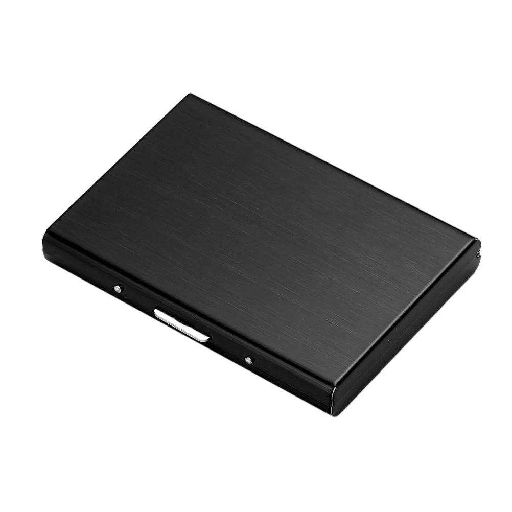 حامل أعمال من الفولاذ المقاوم للصدأ، حافظة معدنية من التيتانيوم الأسود لبطاقات الائتمان وبطاقات الهدايا ورخصة القيادة سهلة الحمل #5