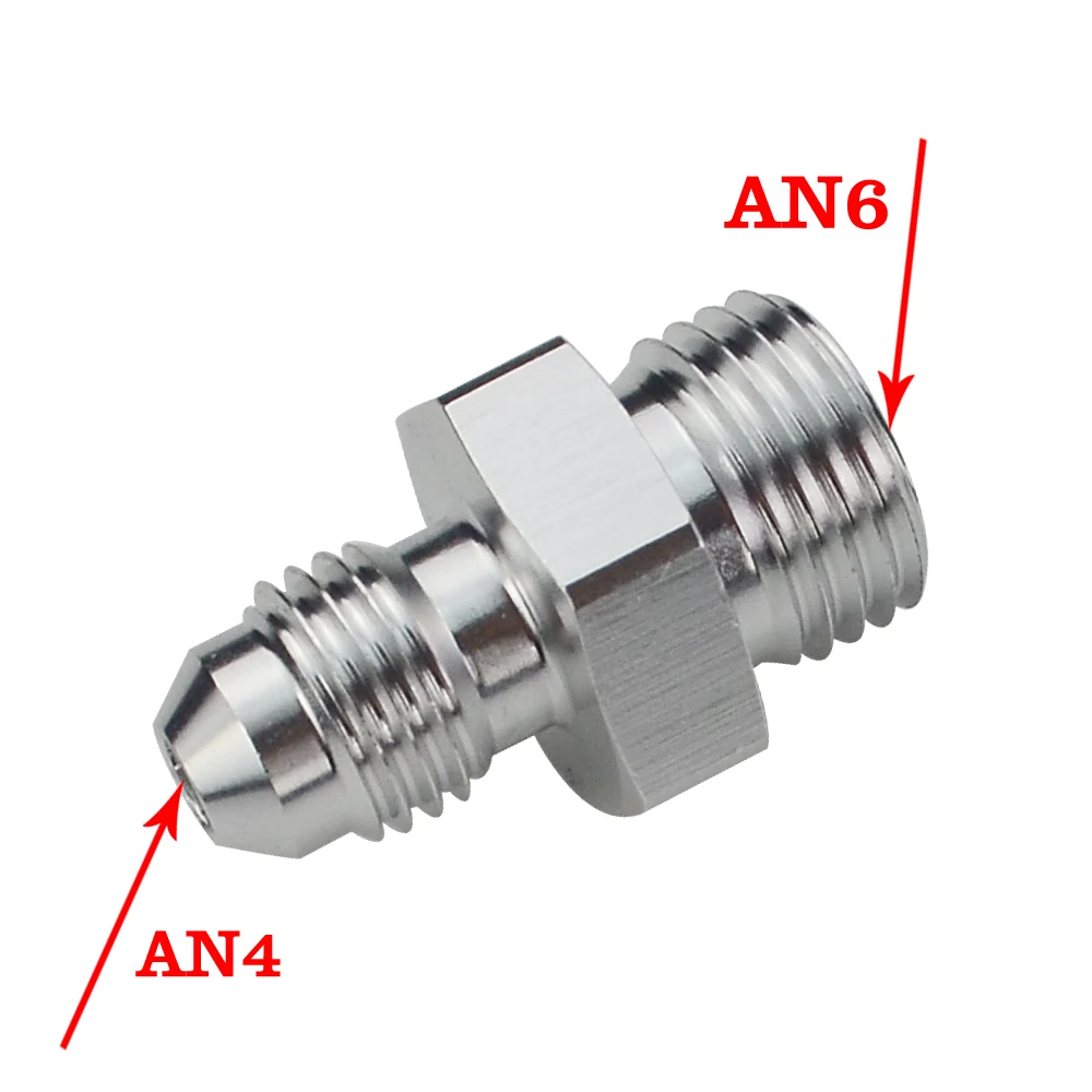 LIZHI RACING - AN4 4AN MALE to Straight Cut Male 6AN AN6 Fittings Adaptor + gasket