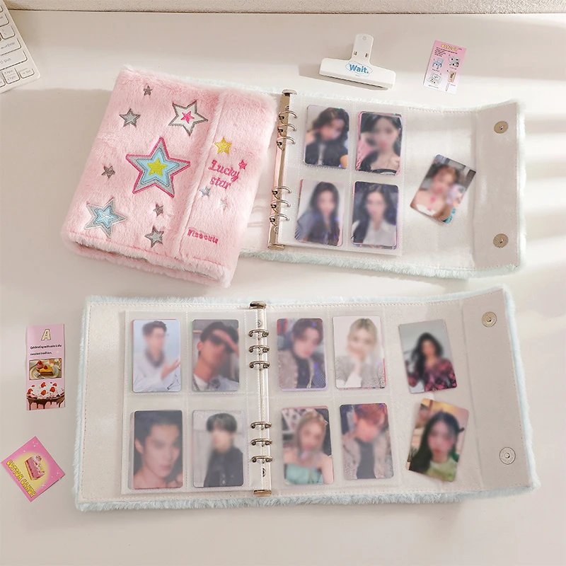 Carpeta A5 de felpa suave con forma de estrella, álbum de fotos, libro de tarjetas de ídolo de dibujos animados, tarjetas fotográficas para coleccionar, libro Ins Girl, sesión fotográfica para amantes del estilo Kpop