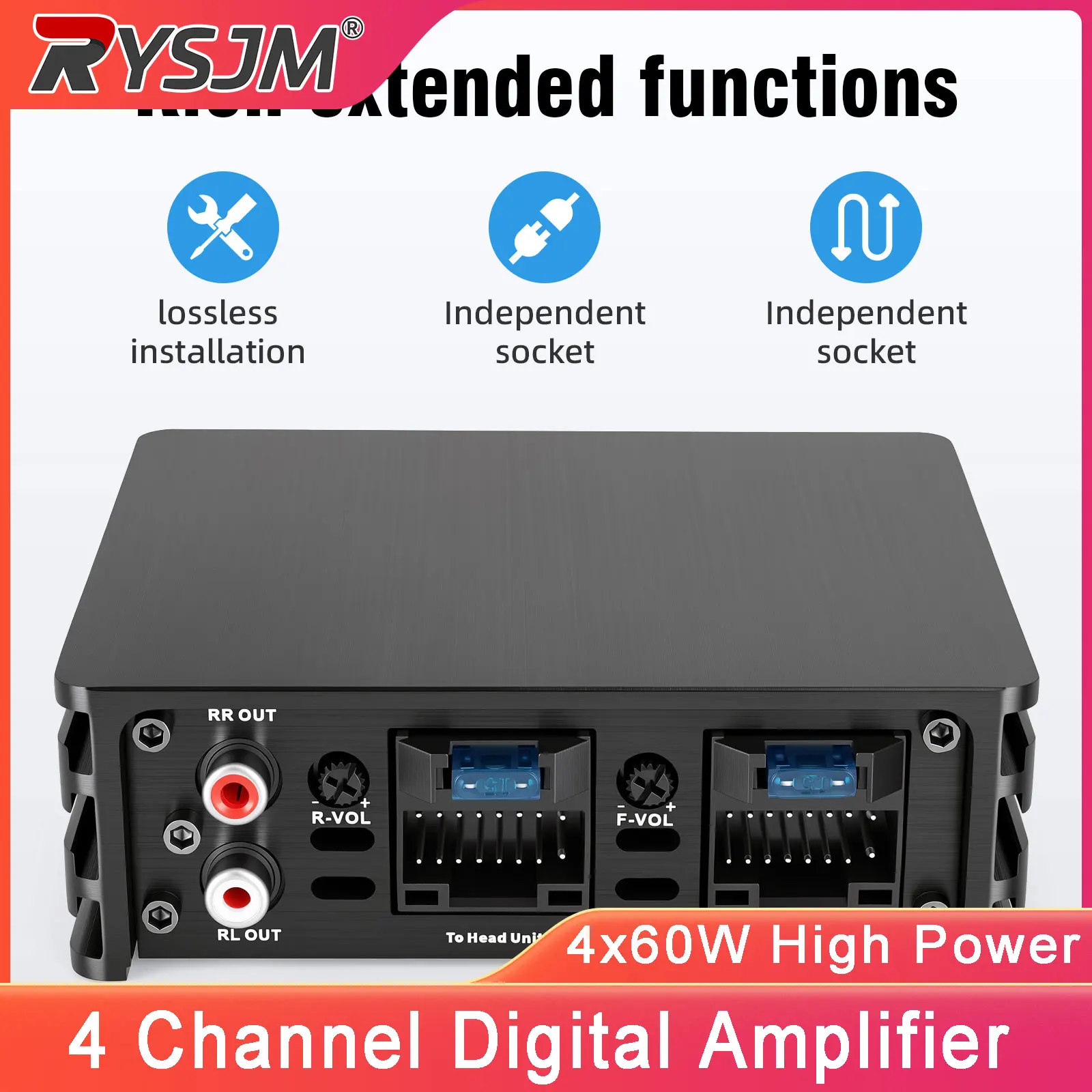 

Class AB 4*60W Car Power Amplifier DSP 4 Channel Digital Amplifier Android Audio Processor Plug & Play For Android Player
