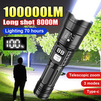 100000LM High Power Led Flashlight Powerful USB Rechargeable Light Telescopic Zoom Torch For Outdoor Camping Hiking Fishing Lamp