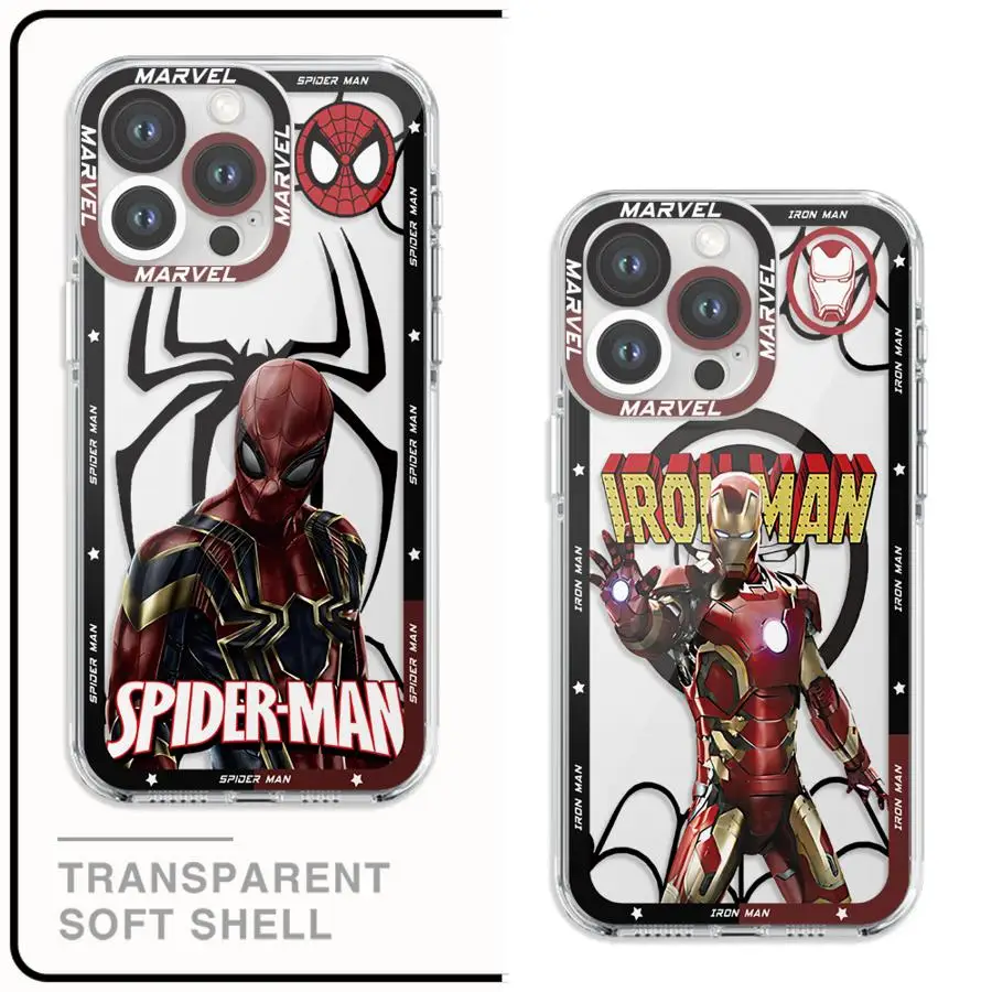 Marvel Super Hero Case for i16 Pro 15 12 Pro Max 11Pro 13 14 Plus 7 8 XR XS MAX SE 16Plus Soft Angle EYE Cover Shell Capa