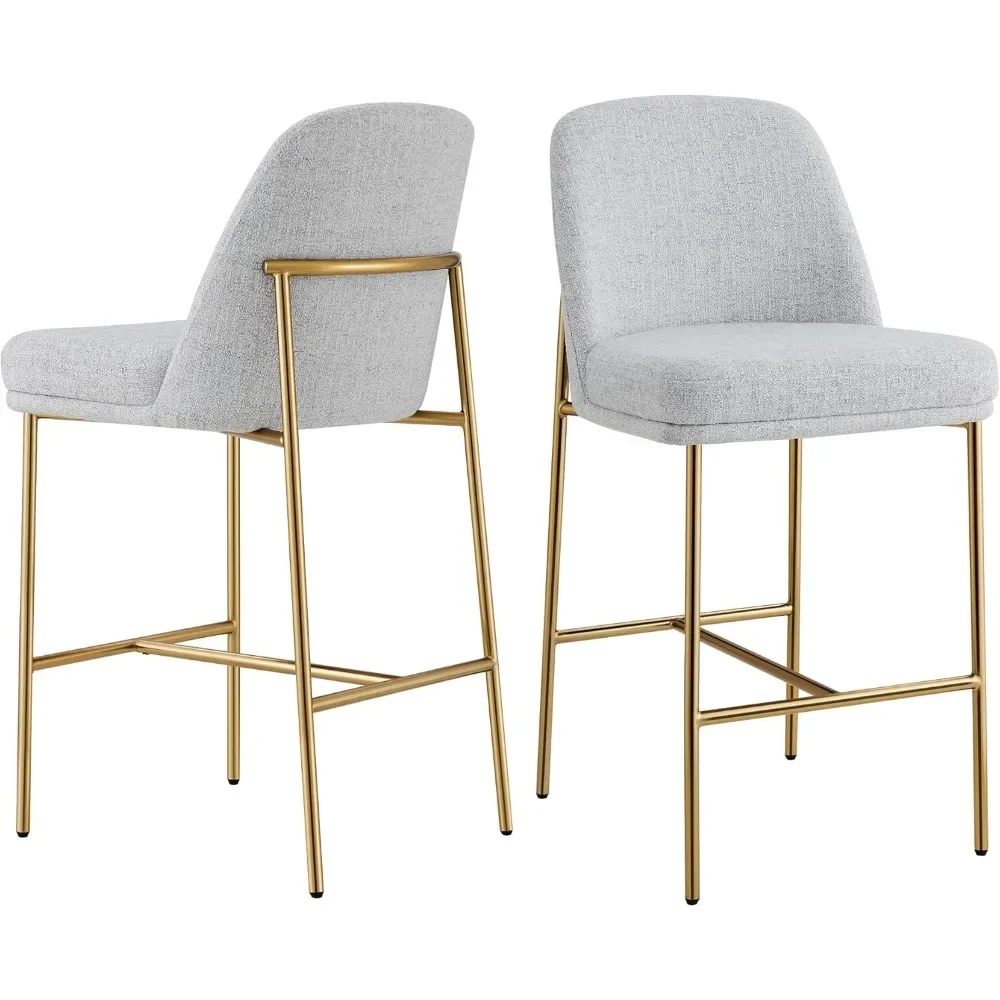 

27" H Seat Height Bar Stools Set of 2, FSC Certified Metal Barstools, Fabric Counter Height Bar Stools