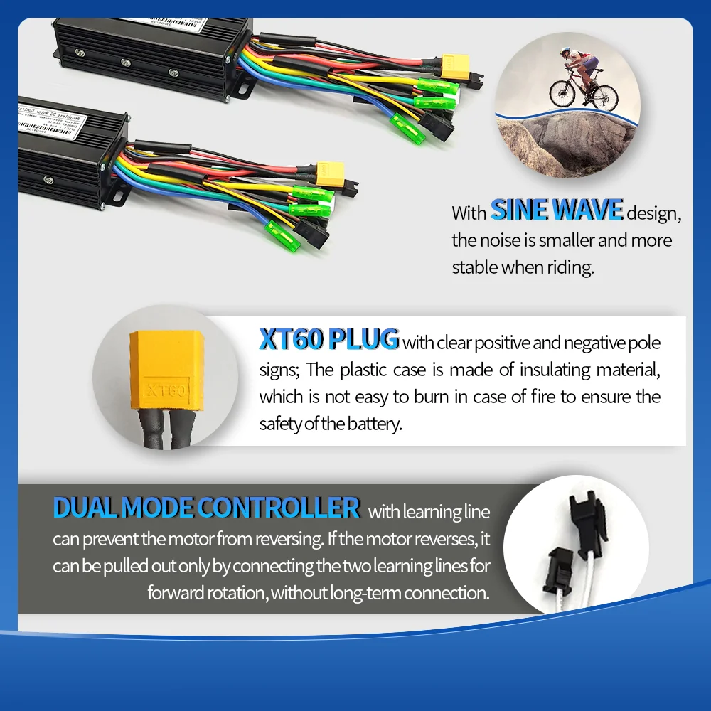電動自転車用3モード正弦波コントローラー,カラーLCDディスプレイ,NFC,24v,36v,48v,17a,26a,30a,60aと互換性があります