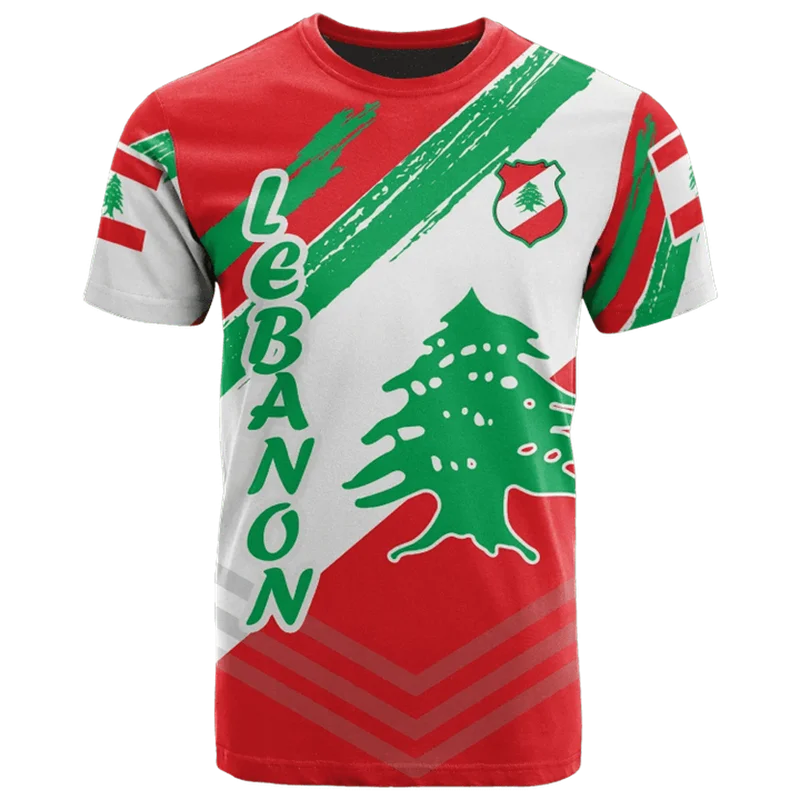 Lebanon Flag Men\'s T-shirt Forest Camouflage Print Clothing Lebanese Emblem Summer Street Oversized Fashion Short Sleeve Tops