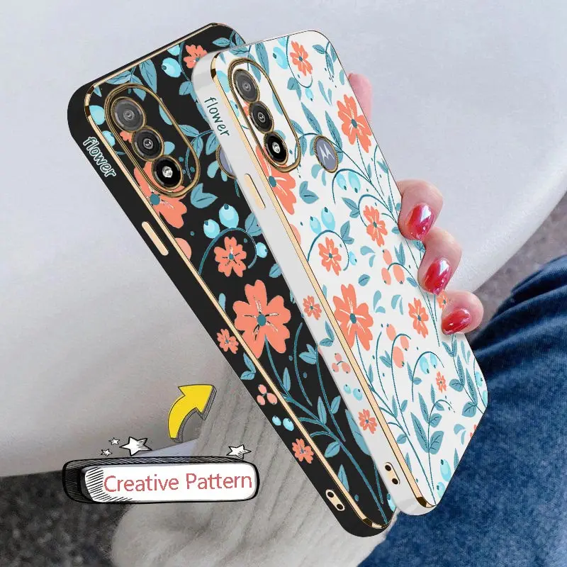 Beautiful small flower electroplated mobile phone case For Motorola Moto E20 E7 E13 E32 E7Power G53 G72 G42 G22 G60S G73 Cover