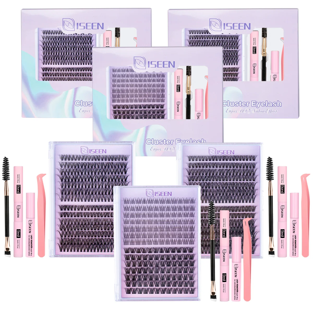 ISEEN لتقوم بها بنفسك طقم تمديد الرموش مجموعات الرموش مع فرشاة الماسكارا السندات وختم لاش مزيل الصمغ لاش الملقط DIY بها بنفسك #1