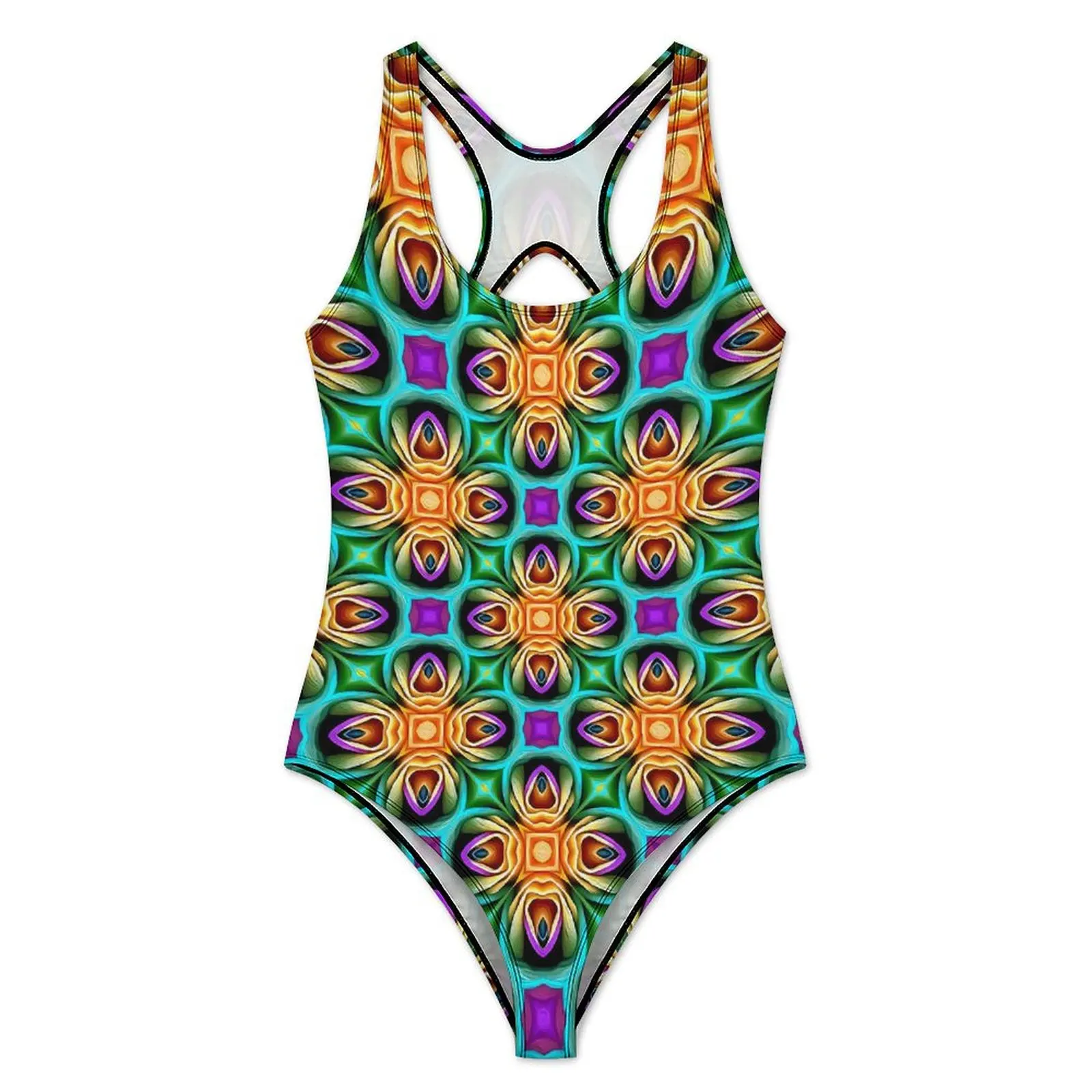 Colorful Rose Swimsuit Sexy Abstract Flower One-Piece Swimwear Push Up Swimsuits Sweet Holiday Swim Bathing Suit