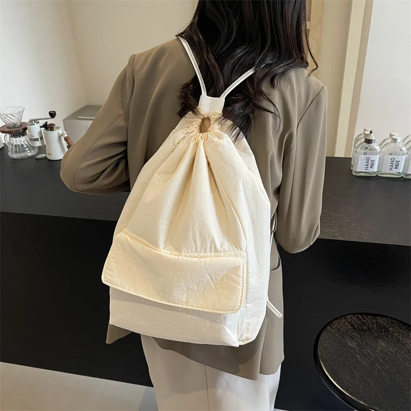 

Drawstring Backpack Korean Men Women Lightweight Travel Bag Large Capacity Backpack Student Casual Backpack Shoulder Hand Bag