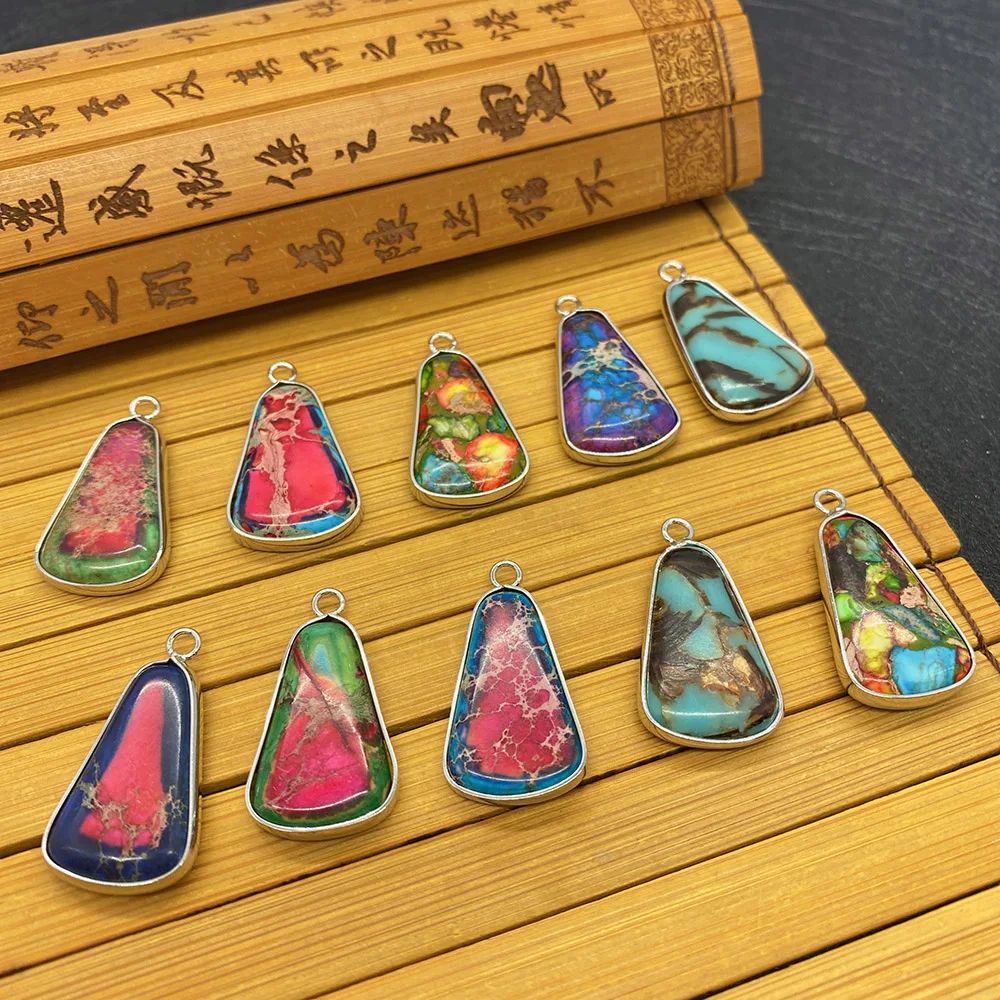 1PC Fashion Natural Emperor Stone Pendant Geometric Shape 16x30mm DIY Accessories Fashion Charm Necklace Bracelet Jewelry Gifts