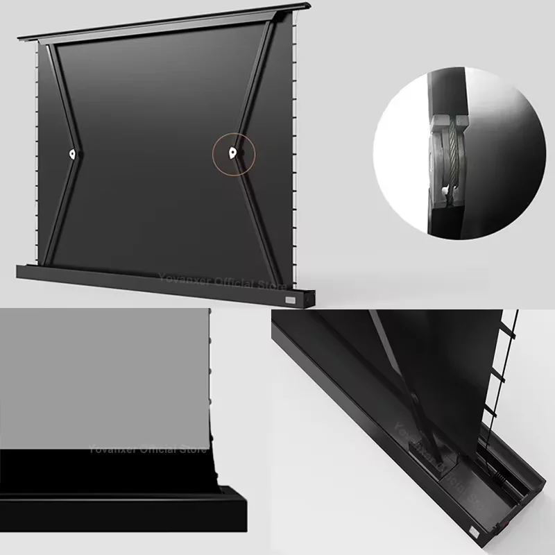 72 Inch Black Diamond 16:9 ALR Electric Floor Rising Stand Projector Screen for Long Throw/Normal Projector with Dongle