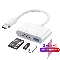 SD Card Reader for iPhone 15 Series 3 in 1 Micro SD/TF/U Disk Memory Card Reader USB Adapter OTG for Samsung Huawei Accessories
