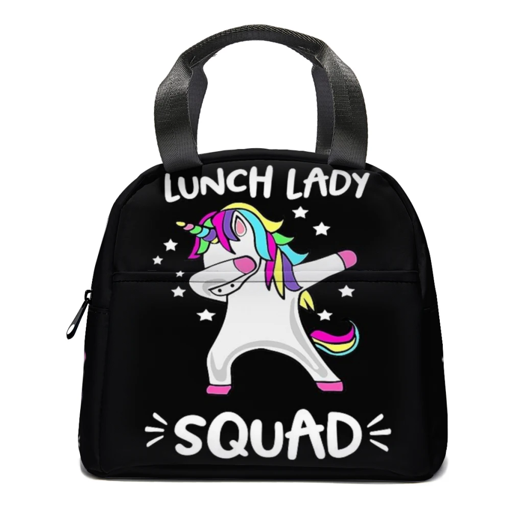 

Lunch Lady Squad Dabbing Unicorn Lunch Lady Lunch Bag for School Waterproof Picnic Cooler Insulated Lunch Box Women Kids Bags