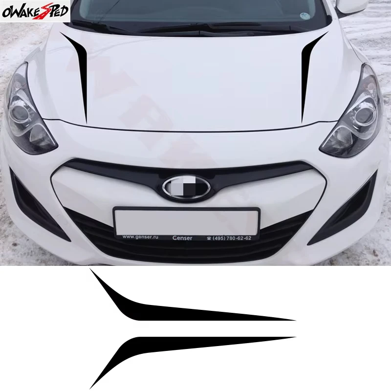 

Наклейка на капот автомобиля для Hyundai i30, аксессуары для гоночного стайлинга, декоративные виниловые наклейки на крышку двигателя, спортивные полосы