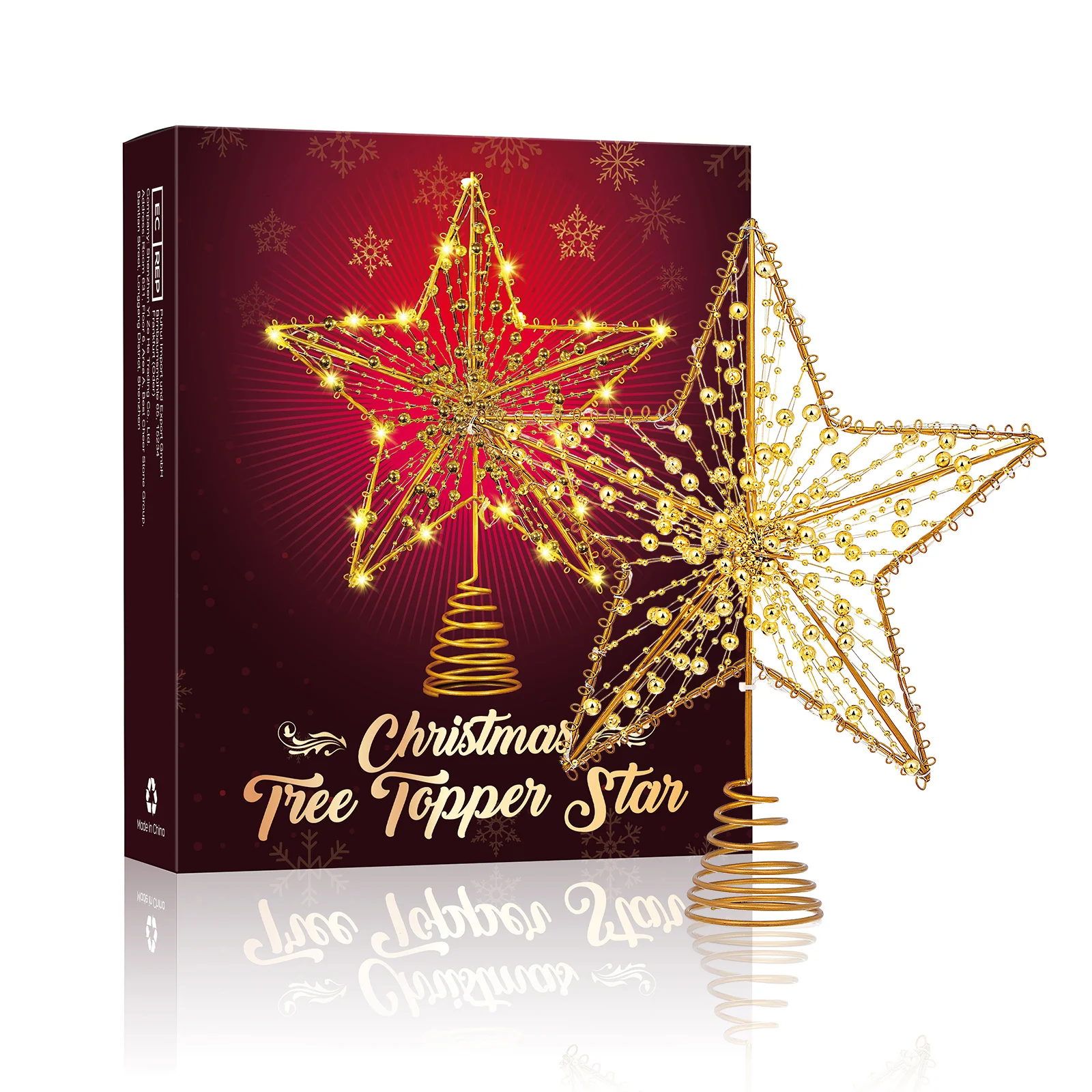 

Small Christmas Decor Simple Tree Topper Lighted Star Wire Treetop Xmas Toppers Decorations