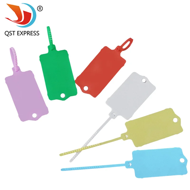 Colored Reusable Plastic Marking Tags with Integrated Hanging Zip Ties Sealing Strips for Classified Identification