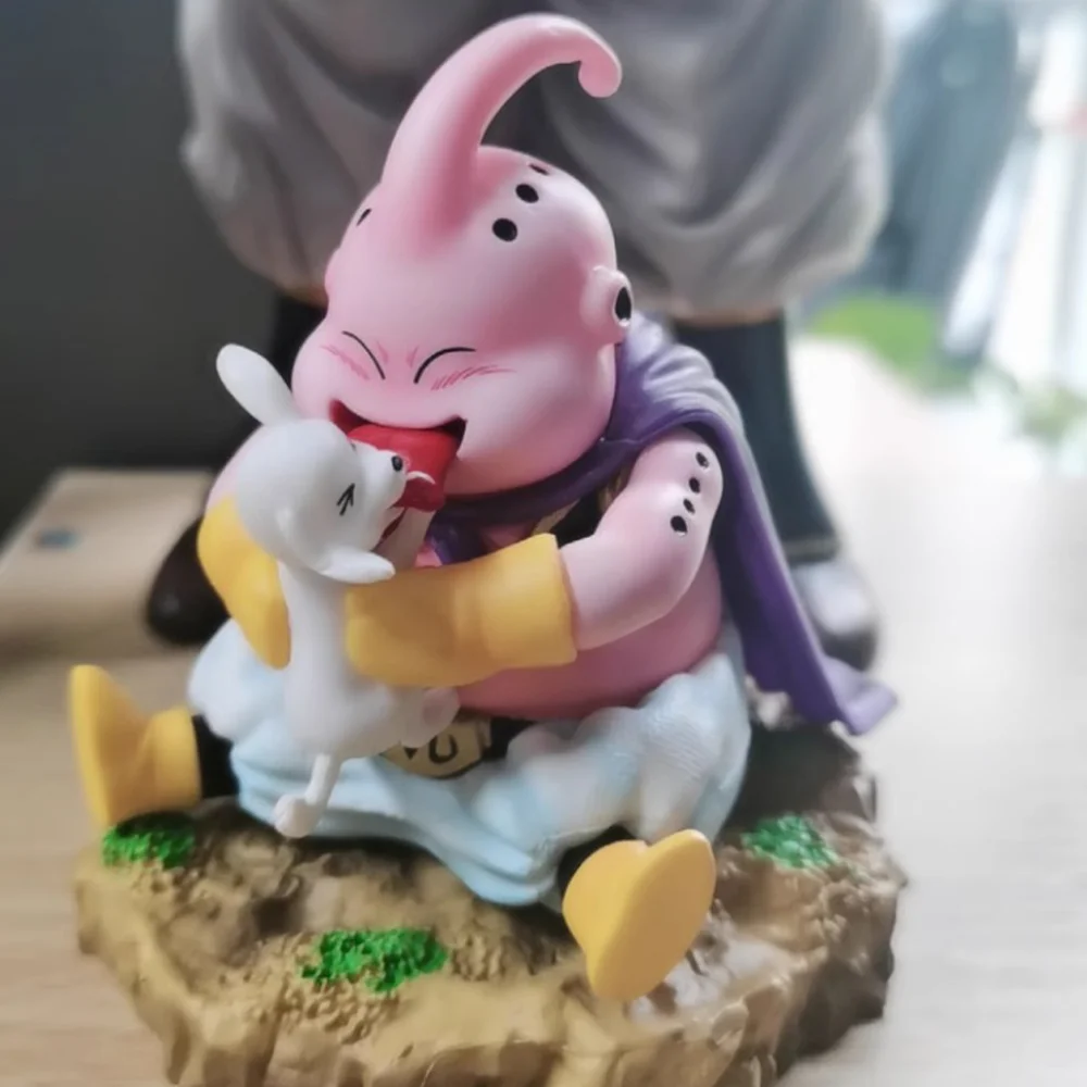 Dragon Ball Fat Majin Buu Action Figures Super Saiyan Dog Licking Scene Sitting Position Good Guy Pendant Boxed Figure Anime