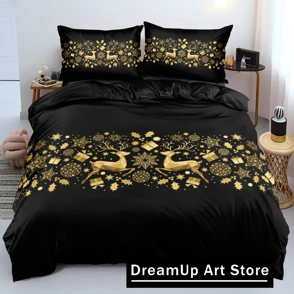 3D Print Floral Merry Christmas Bedding Set Quilt Cover Bed Cover with Pillowcase Twin Single Queen King Size Boys Adult Home