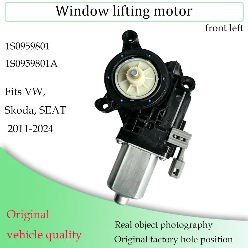Raamheffermotor compatibel met Volkswagen, Skoda en SEAT, OE onderdeelnummers: 1S0959801/A, 1S0959802/A, 1S0959811, 1S0959812