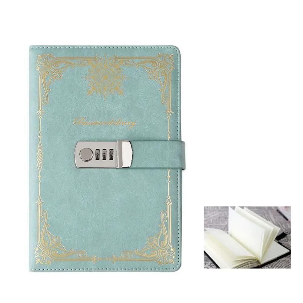 PU Leather Journal Notebook With Lock Hard Cover Line Paper Personal Notebook Retro A5 100Sheets Lockable Secrets Journal Gift