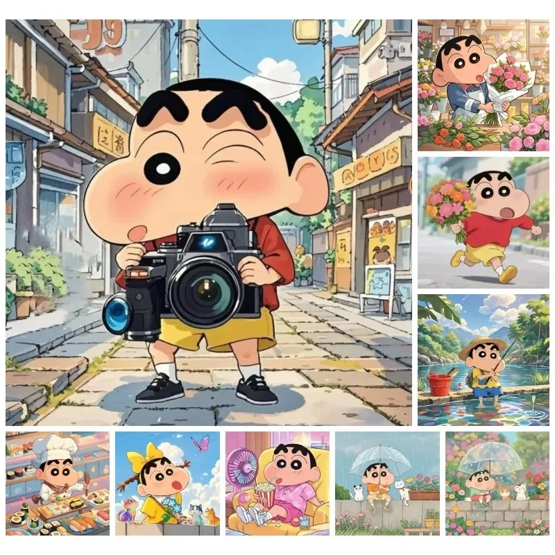 Large Jigsaw Puzzle 500/1000 Pieces Crayon Shin-chan Paper Puzzles Adult Present Portable Box for Family Games Educational Toys