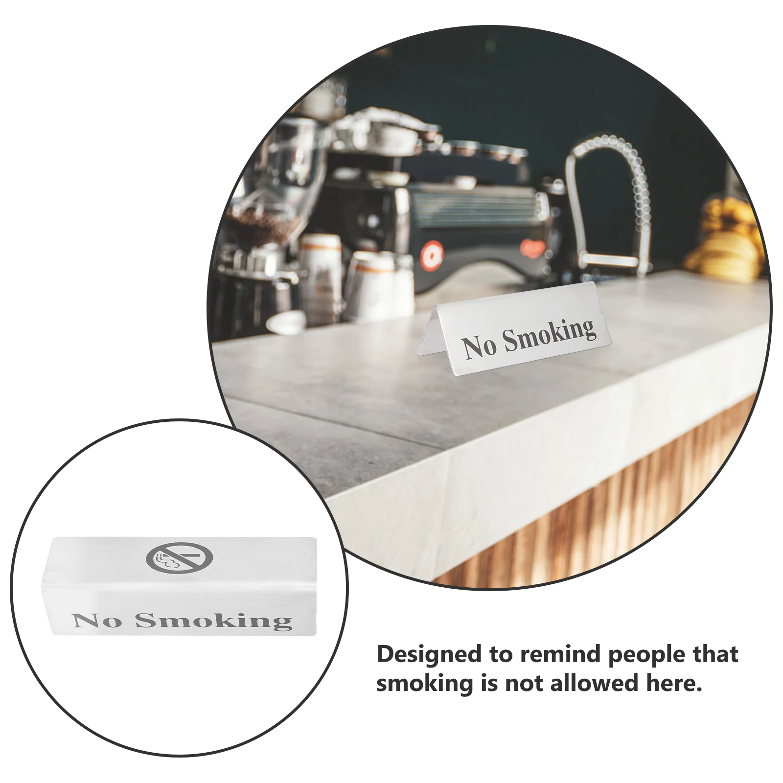 

Non Smoking Stainless Steel Tent Shaped Desk Indicator No Smoking Table Sign Public Place Safety Traffic Sign