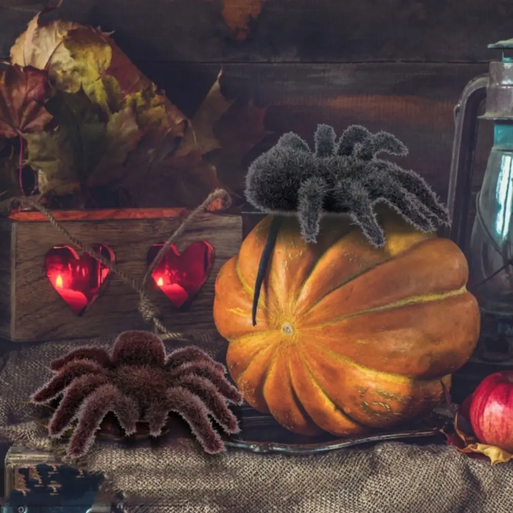Funny Realistic Halloween Spider Ornaments DIY 3D simulated Hairy Spider Pendants Cartoon Artificial Spider Model Learning