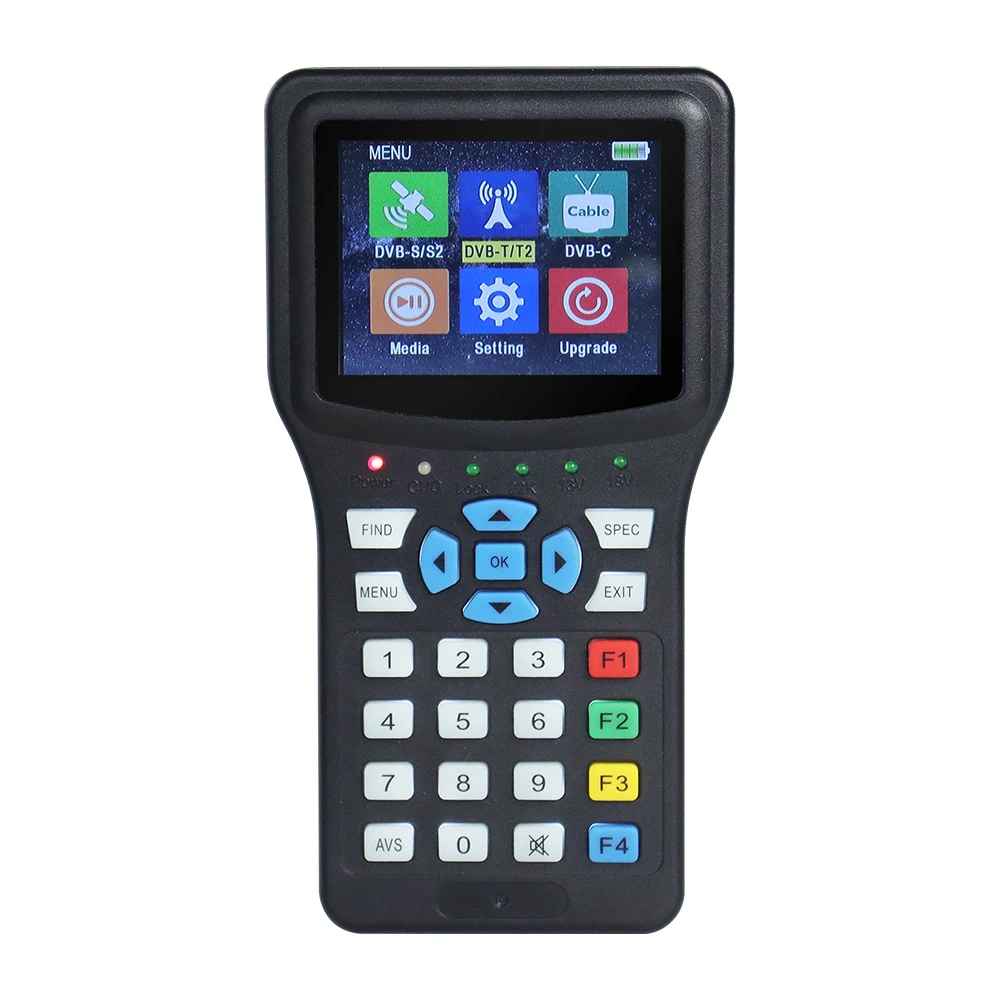 DVB-S and DVB-T2 Digital New Combo Meter H.265 Satellite Finder Meter