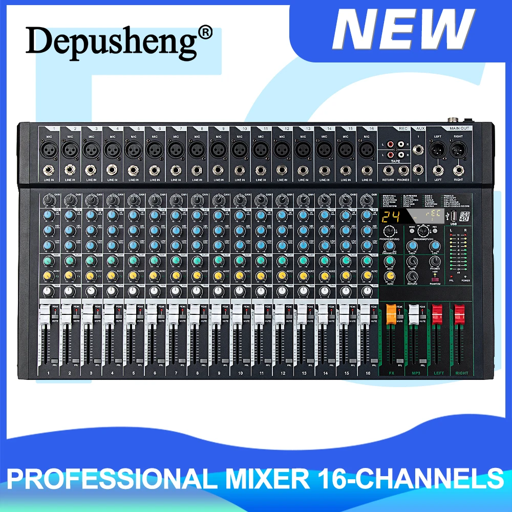 

16 Channel Professional Blueteeth Digital Mixer DJ Music Karaoke Audio Mixer Console Stereo For Recording Stage