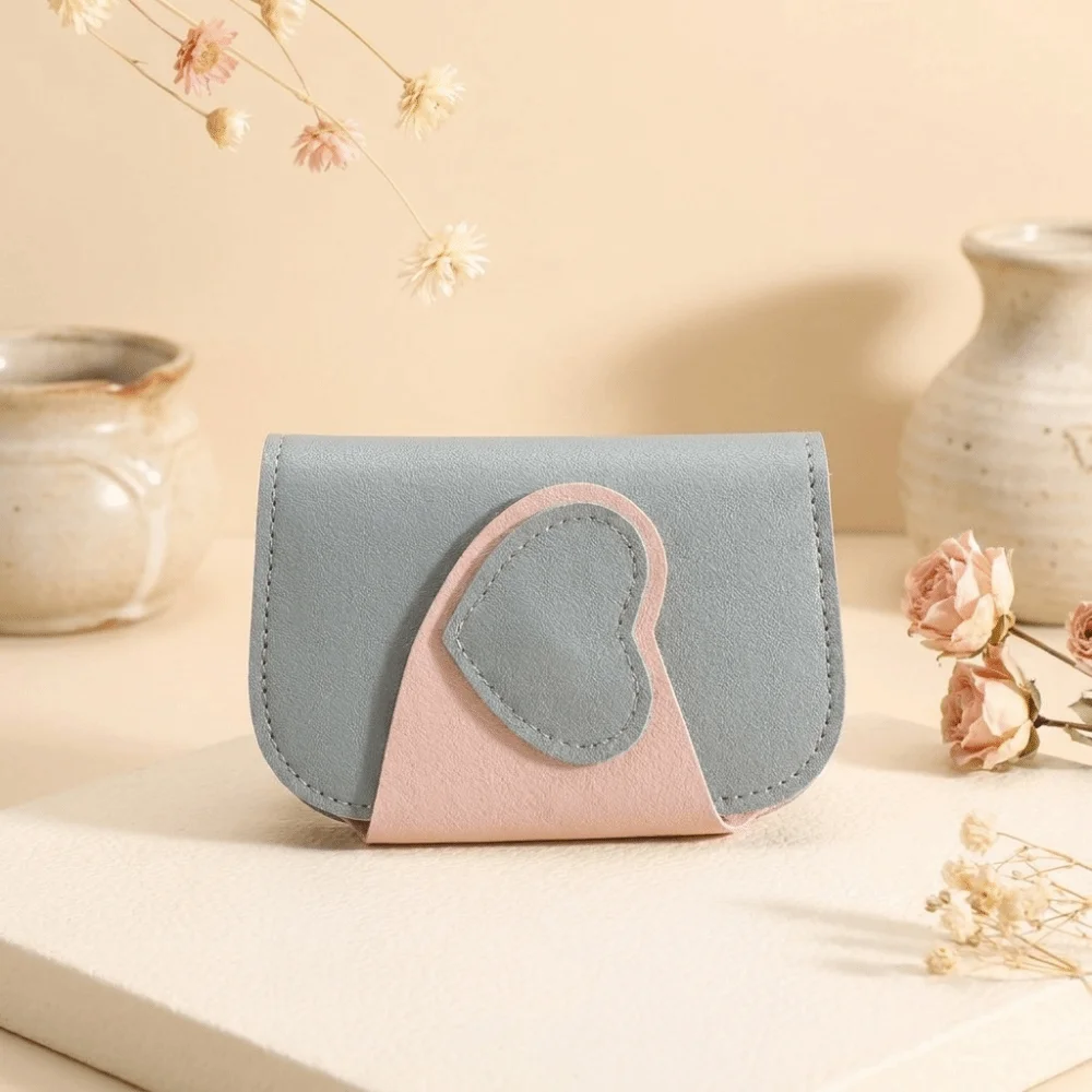 Patchwork Style PU Two-tone Key Case Multi Slots Mini Size Card Holder Multifunctional Lightweight Coin Purse Travel