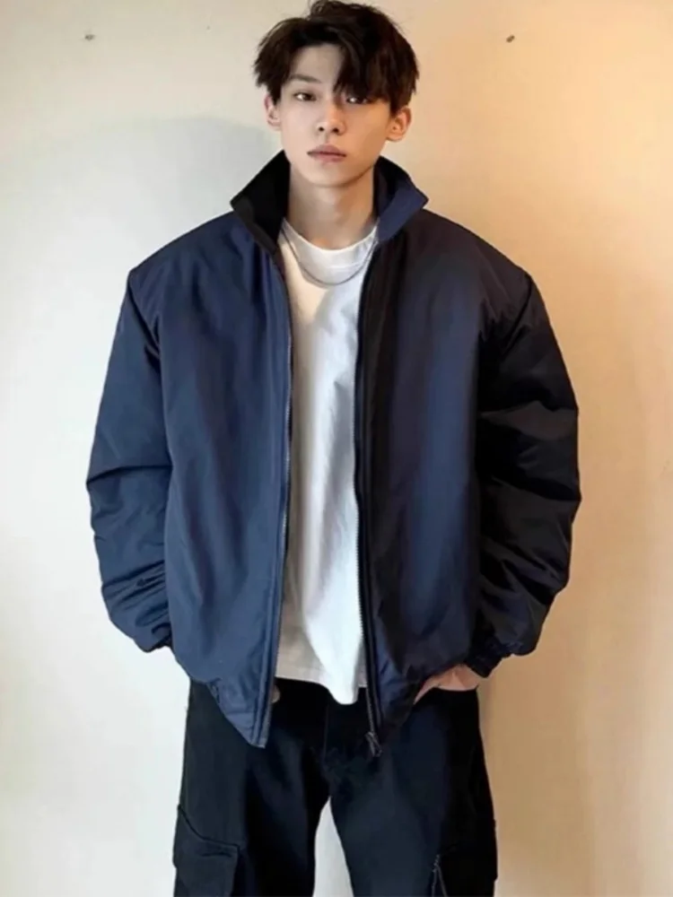 

Мужская зимняя утепленная куртка-бомбер из хлопка с воротником-стойкой, на молнии, с уютным воротником из искусственного меха, повседневная верхняя одежда