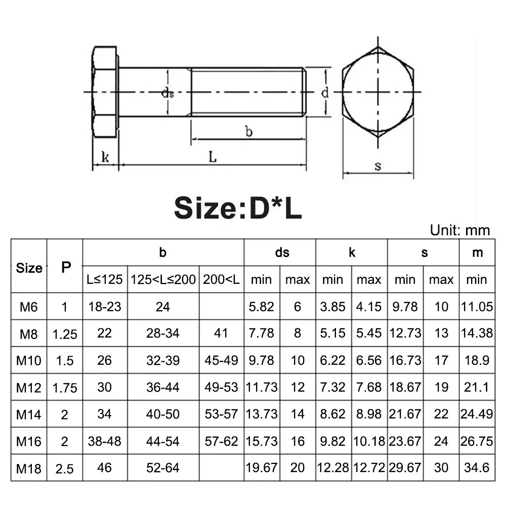 M6 M8 M10 M12 M14 M16 DIN931 A4-70 316 Stainless Steel Half Thread Hexagon Head Bolt External Hex Head Screw