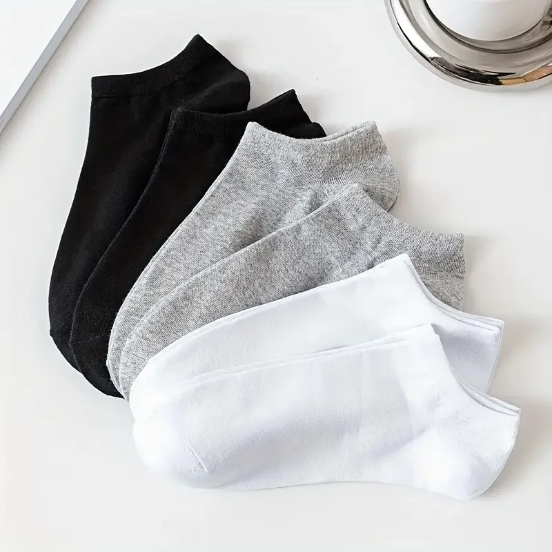 

5pair, solid color sports casual socks, low-top sports moisture-wicking and odor-free invisible socks for men