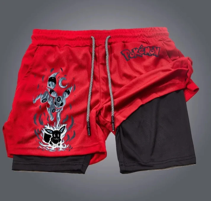 

Pokemon Shorts Street Style Summer Casual 2025 Summer Men's Breathable Sports Double Shorts